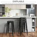 HOMCOM Lot de 4 tabourets de Bar Empilable Chaise de Bar Industriel avec Repose-Pied Hauteur d'Assise 76 cm, cadre en métal, style rétro, pour salle à manger, balcon, bistrot ou bar, Noir image 5