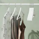 Wooden Hanger, 44.5x23x1.2cm, White/Silver, Set of 10 image 2