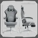 HOMCOM Ergonomic High Back Gaming Chair for Adults, Printed Velvet Computer Recliner Chair with Footrest, Lumbar Support, Adjustable Height and 360° Swivel Seat for Office or Gaming, Grey image 2