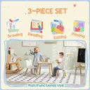 AIYAPLAY 3 Pieces Toddler Table and Chair Set with Centre Mesh Bag, Kids Activity Table Set with Bear-Shaped Backrest, for Arts and Crafts, Reading, Dining, Ages 3-6 Years image 8