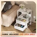 WLIVE Bedside Table,with App-Controlled LED Lights & Charging Station, 2 Fabric Storage Drawers with 2 AC Outlets & 2 USB Ports,Ideal for Bedroom Use,Livingroom (White, 2pcs) image 5