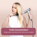 Lecomely Sèche-cheveux haute vitesse, puissant et léger, 2 vitesses et 4 réglages de température, conception ergonomique, bouton air froid, diffuseur et concentrateur image 8
