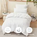 LeBonsoir Parure de lit brossée avec 1 housse de couette 155 x 220 cm et 2 taies d’oreiller 80 x 80 cm, avec fermeture éclair - Blanc image 4