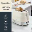 Swan Retro Revive 2 Slice Toaster, Hidden Cord Storage, Vintage, Variable Width Slots, 930W, Coated Stainless Steel, Cream with Chrome Accents - ST19028C image 1