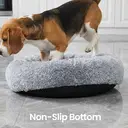 SONGMICS Fluffy Dog Bed, Cat Bed, Doughnut Cushion, Washable, Removable Padding in the Centre, Long Plush, 80 cm Diameter, Light Grey image 3