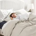 Bedsure Parure de lit 100 % polyester Natural - 1 housse 155 x 220 cm et 2 taies 80 x 80 cm image 1