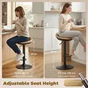 HOMCOM Bar Stools Set of 2, Wood Effect PU Leather Breakfast Barstools with Saddle Seat, Height Adjustable Swivel Kitchen Chairs with Footrest for Dining Room Island Counter Pub, Oak image 5