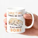 Alphynix 1 Mug blanc 33cl avec "Parfois il me faut toute la journée pour ne rien faire" Spruch & Chat endormi, cadeau de Noël ou Thanksgiving détendu,Le cadeau de la saint-valentin, cadeau d’anniversaire image 2