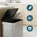 SONGMICSHOME  Dual Compartment Pedal Rubbish Bin, 2 x 30L Kitchen Recycling Bin with Soft Close Lid, for Home, Stainless Steel, Silver image 5