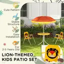 Outsunny Kids Bistro Set Children Table and Chair Set Garden Furniture Lion Themed 4 Pieces w/ Adjustable Parasol, Foldable Chairs for 2-5 Years – Yellow image 4