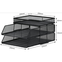 Senhoglb Bac à courrier A4 à 2 niveaux en maille, empilable avec support de bureau intégré, Noir, Offre du Nouvel An, Top des idées cadeaux image 1