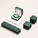 Oirlv Écrin à bijoux en cuir premium avec fermoir à bouton métallique blanc - Vert foncé image 4