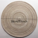 Lot de 6 sets de table ronds en polyester et coton tissé effet pailleté, diamètre de 38 cm - Brun clair image 4