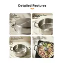 PURECOOK 304 Hot Pot Series | 304 Double | Bottom Hot Pot with Heat | Resistant Handle for Plain Broth image 6