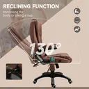 Vinsetto Massage Office Chair with Lumbar Heating, Microfiber Cloth Executive Computer Desk Chair with High and Reclining Back, Tilt Function, Adjustable Height, Padded Armrests, Brown image 6