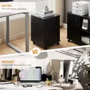 Mobile File Cabinet with Lockable Drawer & Door, Under Desk Rolling Filing Cabinet with 4 Wheels, Wooden Stationery Storage Cabinet for Home Office Black image 7