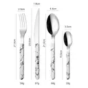 FangYuan Set de 4 couverts en acier inoxydable compatible lave-vaisselle - Manche effet marbre image 3