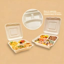 Ruibamboo disposable bamboo fiber clamshell 9 inches 3-comp
50pack image 2