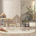 HOMCOM 6 Drawers Plastic Storage Units, 3 Tier Kids Storage Units, Children Toy Chest for Nursery, Playroom, Bedroom, Cream image 2