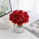 Yuejia 12Pcs 10.6in/26.92cmArtificial Roses Single Stem Fake Silk Flower Arrangement Bridal Bouquet Real Touch for Home Party Wedding Decoration(red) image 7
