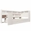 Merax Single Daybed with Bookcase & Computer Desk, 3FT Sofa Bed with Storage, Drawers & USB Type-C Port, 90 x 190 cm Multi-functional Wooden Bed Frame for Living Room/ Bedroom, White (No Mattress)  image 7