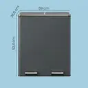 SONGMICSHOME  Prullenbak met 2 Compartimenten, 2 x 30 L Dubbele Afvalemmer met Deksel, Pedalen, Kunststof Binnenemmers, Softclose, Groenachtig grijs image 2