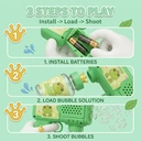 Kids Automatic Frog Bubble Gun - 360° Leak-Proof Bubble Machine with 8-Hole Design for 1000+ Bubbles Per Minute, Includes DIY Stickers - Summer Outdoor Toy for Toddlers, Birthday Party Gift for Boys and Girls image 9