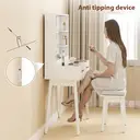 HOMCOM Dressing Table with Mirror and Stool, Vanity Desk with 3-Colour LED Lights, Modern Makeup Table with Cushioned Seat, 2 Drawers, Storage Shelves, Pine Wood legs, White image 8
