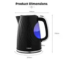 Tower Sonar Textured Kettle, 1.7L, Large Viewing Window, Rapid Boil, 3000W, Black - T10083BLK image 7