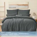 LeBonsoir Parure de lit brossée avec 1 housse de couette 200 x 200 cm et 2 taies d’oreiller 65 x 65 cm, avec fermeture éclair - Gris foncé image 2