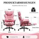Ckaff Chaise de bureau ergonomique en cuir PU avec repose-pieds, soutien lombaire, dossier haut réglable et capacité de charge 200 kg - Rose image 2