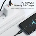 Toocki Câble USB-C 1 m 100 W charge rapide avec affichage LED compatible avec iPhone 17, 16, 15 Pro Plus, Pro Max Air, iPad Pro, Samsung Galaxy S24, S23, Switch, MacBook Air, Pixel image 3