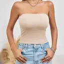 Women's Summer Tube Tops Strapless No Pad Clubwear Y2K Going Out Stretchy Basic Casual Cami Tops (Apricot, S) image 0