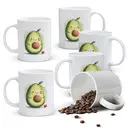 Alphynix 1 Mug Avocat Mignon, 33cl céramique blanche avec visage souriant et rougissement, cadeau à thème kawaii avocat pour amateurs d'avocat, gourmets,Le cadeau de la saint-valentin, cadeau d’anniversaire image 0