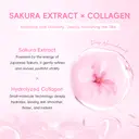 Quiyum Coffret de soins Sakura au collagène - Nettoyant 50 g, lotion tonique 120 ml, sérum 30 ml, crème contour des yeux 20 g, crème visage 50 g, stickers pour ongles, serviette, trousse à maquillage, étui à maquillage, outil de massage, éponge pour le visage et fleur de douche image 6