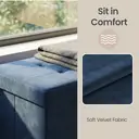 Ochama x SONGMICS Storage Ottoman, Foldable Velvet Storage Bench, 2 Extra Storage Boxes, 38 x 110 x 38 cm, for Hallway, Living Room, Bedroom, Dark Blue image 5