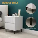 HOMCOM Bedside Table Modern Ridged 2 Drawers White/Black image 6