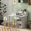 AIYAPLAY Kids Desk and Chair Set, Children Study Table with Hutch, Storage, Drawer, Shelves, for Studying, Reading, Drawing, for Ages 3-8 Years, Green image 6