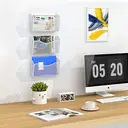 Senhoglb Porte-documents mural 1 compartiment en maille métallique, format paysage A4 - Blanc image 4