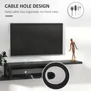 HOMCOM Floating TV Unit, Wall Mounted TV Stand with Open Shelf and 2 Cable Holes, Entertainment Unit for Living Room, Black image 3