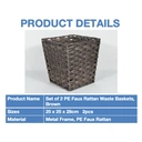 KEVAHOME Lot de 2 paniers à déchets en polypropylène aspect rotin - marron foncé - 10 x 10 x 11 pouces H image 4