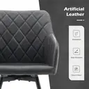 CLIPOP Faux Leather Dining Chairs, Set of 2, 360 °Swivel Upholstered Kitchen Chairs Armchair with Backrest and Metal Legs for Home Office Bedroom Living Room Lounge 0588 deep grey 54.5*60*84 cm image 2