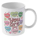 Alphynix 1 Mug Affirmation Quotidienne, 33cl céramique "Tu Es" avec cœurs colorés FORT, COURAGEUX, ASSEZ, AIMÉ, cadeau réconfortant parfait,Le cadeau de la saint-valentin, cadeau d’anniversaire image 3