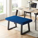 CLIPOP Upholstered Dining Bench, 100 cm Velvet Padded Seat, Ottoman Bench Hallway Bench with Sturdy Metal Legs, Dining Room Bench Seating for Entryway Living Room Bedroom Blue image 2