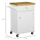 HOMCOM Kitchen Cart Storage Trolley Wooden Cabinet with Drawer Cupboard Towel Rail White image 2