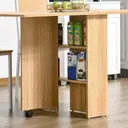 HOMCOM Folding Dining Table, Drop Leaf Table for Small Spaces, Foldable Rectangular Tabletop with Storage Shelves for Kitchen, Dining Room, Teak image 6