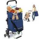 Chariot De Course 60L Avec Système à 3 Roues Pour Monter Les Escaliers, Chariot Pour Le Camping Et Les Courses Avec Poignée Réglable En Hauteur, Chariot 3-En-1 En Aluminium, Incluant Un Compartiment Réfrigéré Et Un Porte-Gobelet image 0