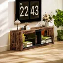 HOMCOM TV Stand Cabinet with LED Lights and Remote Control for TVs up to 65", Entertainment Centre with Storage Shelves and Compartment, Rustic Brown image 7