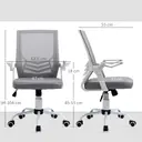 Vinsetto Office Chair with Flip-up Armrest, Mid Back Desk Chair with Mesh Back, Lumbar Support, Adjustable Height, Swivel Wheels for Home, Grey image 2