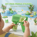 Kids Automatic Frog Bubble Gun - 360° Leak-Proof Bubble Machine with 8-Hole Design for 1000+ Bubbles Per Minute, Includes DIY Stickers - Summer Outdoor Toy for Toddlers, Birthday Party Gift for Boys and Girls image 4